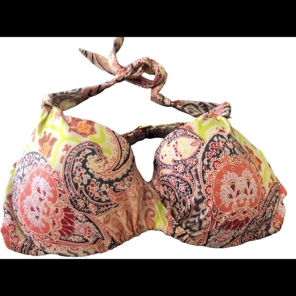 Victoria’s Secret Heavenly 3PC Fold Over Paisley Bikini Tankini M Halter Style - Picture 4 of 13